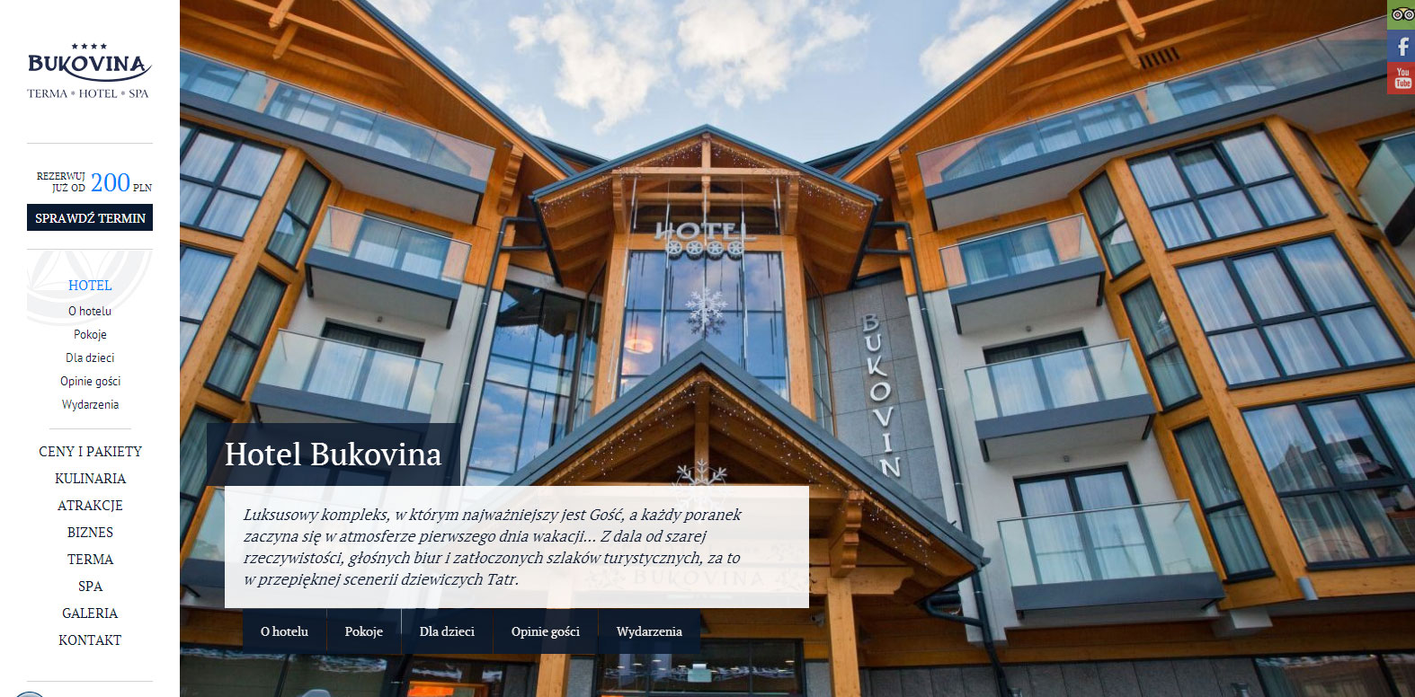 Strona hotelu Bukovina